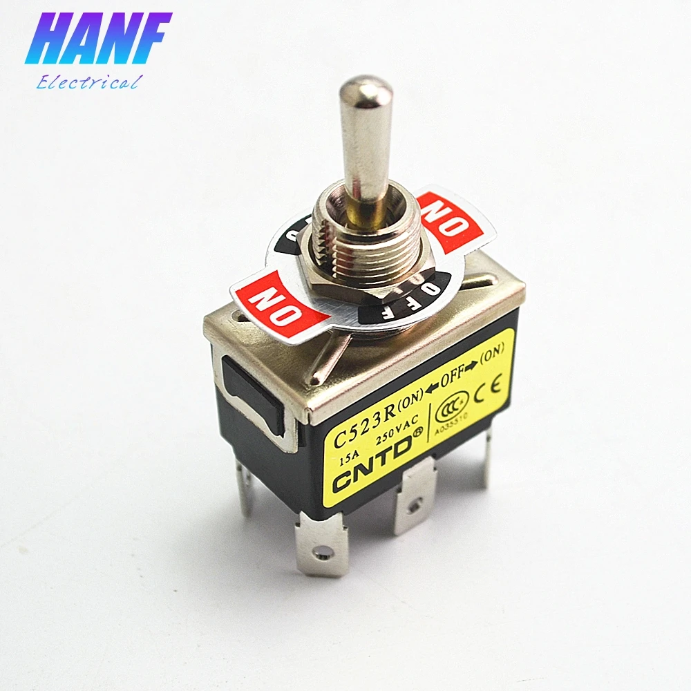 1pcs Black Momentary Toggle Switch DPDT 3 Positions (ON)/OFF/(ON) 6