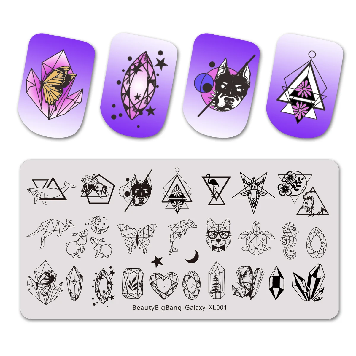 

BEAUTYBIGBANG 6*12cm Galaxy Geometric Nail Art Stamping Plate Stainless Steel DIY Nail Image Template