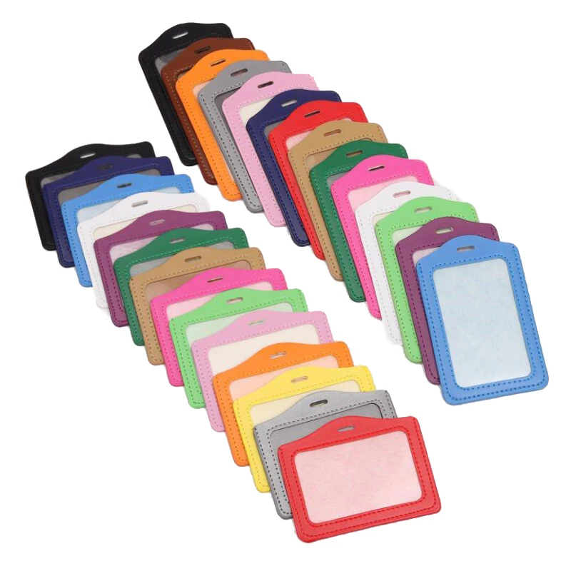 Nuevo Color caramelo titular de la tarjeta de proteger la cubierta caso de tarjeta de crédito de trabajo credencial de tarjeta de identificación soporte de suministros de oficina
