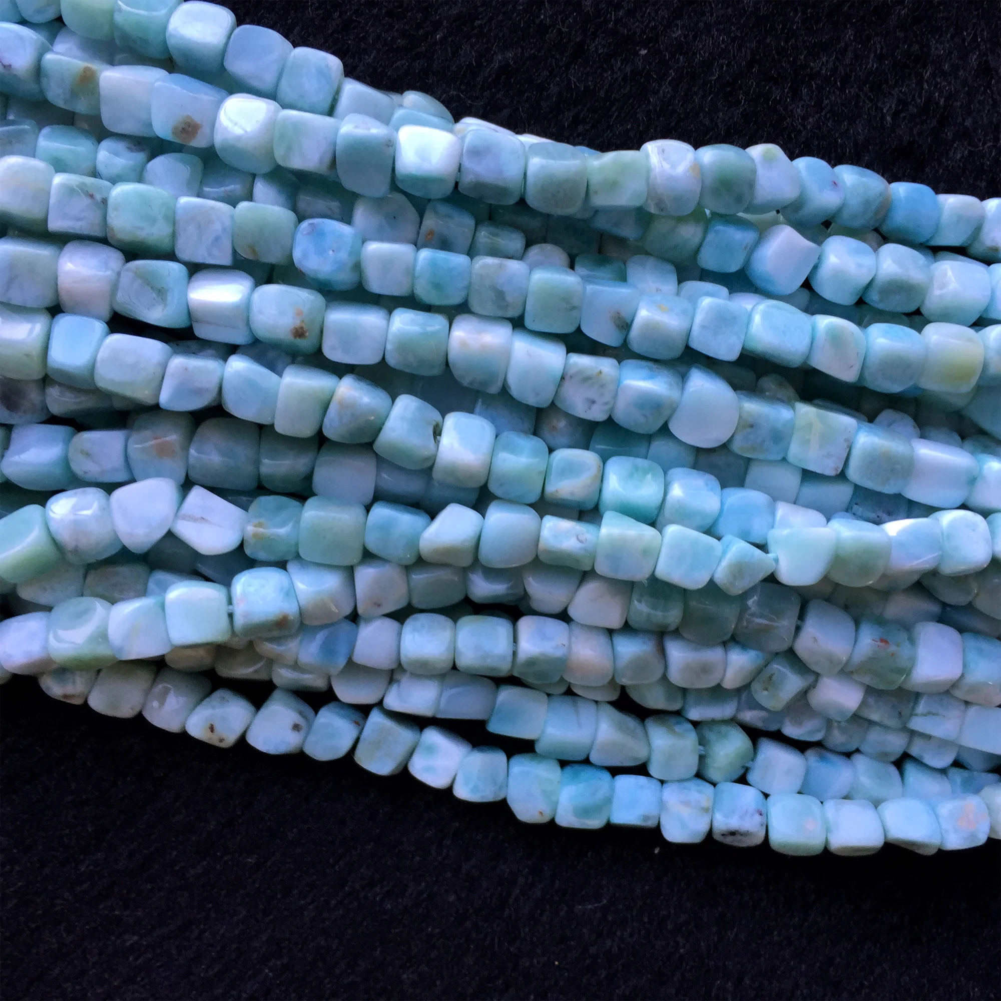 Natural Genuine Dominica Blue Larimar Cube Nugget Free Form Fillet Irregular Pebble Loose Beads