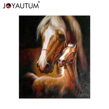 

100% Hand Painted large Horse Paintings Art Abstract Animal Oil Painting on Canvas for Home Decoration mother and Pony 24*36"
