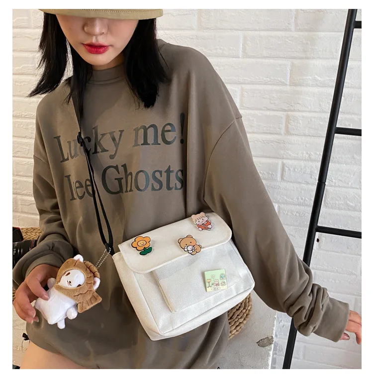 Cute Canvas Small Bag Female 2022 New Japanese Harajuku Diagonal Bag Wild Student Girl Shoulder Bag Bags for Women