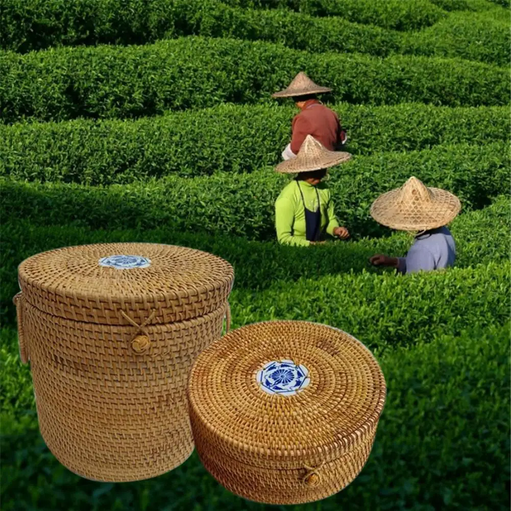 Wicker Basket Handmade Willow Hand-wovenStraw Bucket For Household Tea Cake Home Debris Storage Case