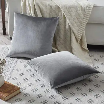 

2 Packs Decorative Cushions Covers Cases for Sofa Bed Couch Modern Luxury Velvet Home Throw Pillows Covers Cinnamon Grey