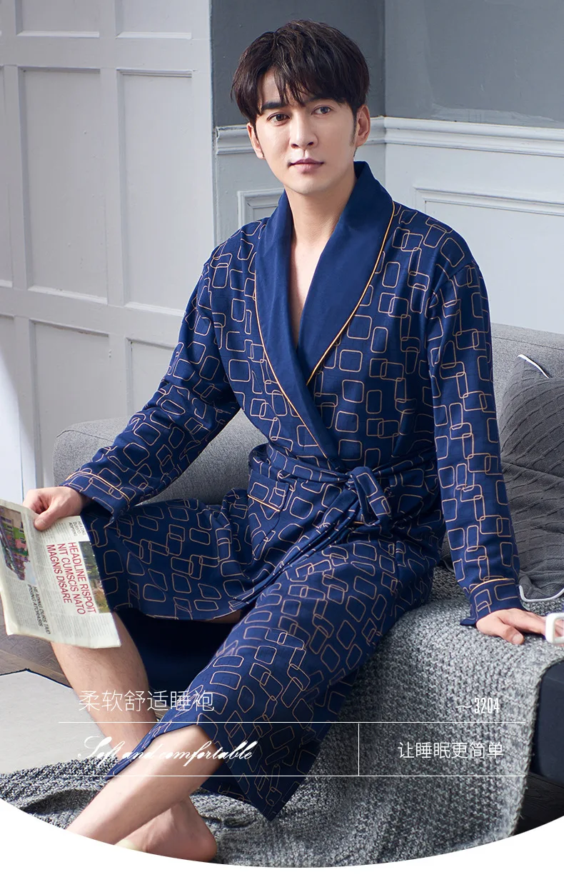 Men Casual Kimono Bathrobe Spring Autumn Cotton Long Robe Dressing Gown Plus Size M-4XL Sleepwear Nightgown Male Loose Home Wear red and black pajama pants