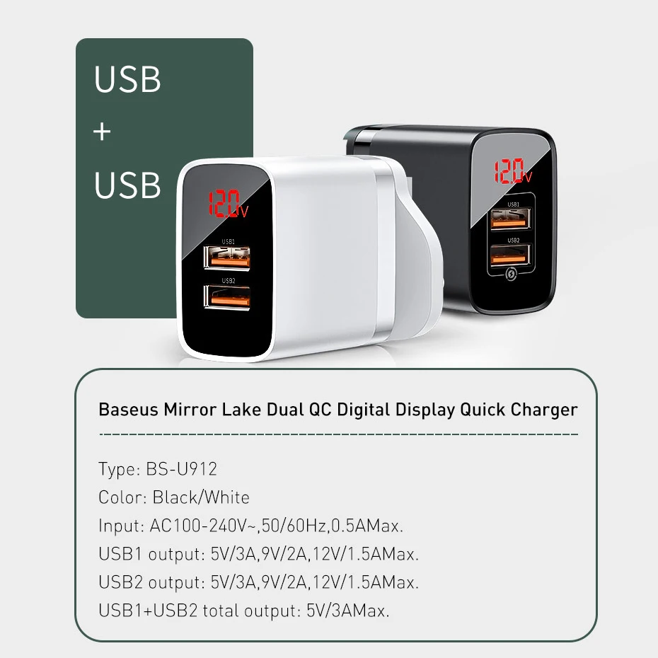 Baseus 18 Вт USB зарядное устройство для iPhone11 Pro Max Quick Charge 3,0 быстрое зарядное устройство для телефонов Великобритания настенное зарядное устройство AFC для Samsung Путешествия Великобритания вилка