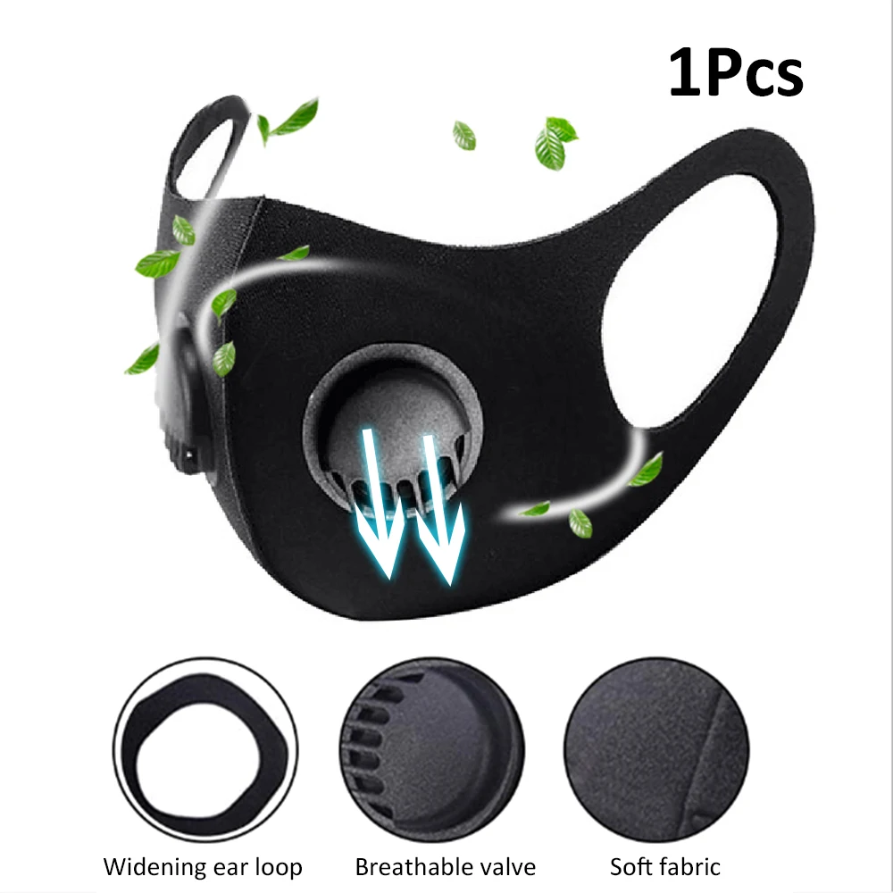 

CZ US Stock Breathable Mask Dustproof Windproof Face Mouth Mask Reusable Washable 3D Stereo Protective Mask with Breather Valve