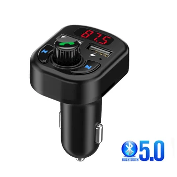 

Bluetooth FM radio Music Transmitter 5.0 Handsfree Wireless TF card U-disk Audio Dual 3.1 A USB Phone Charger Digital Voltmeter