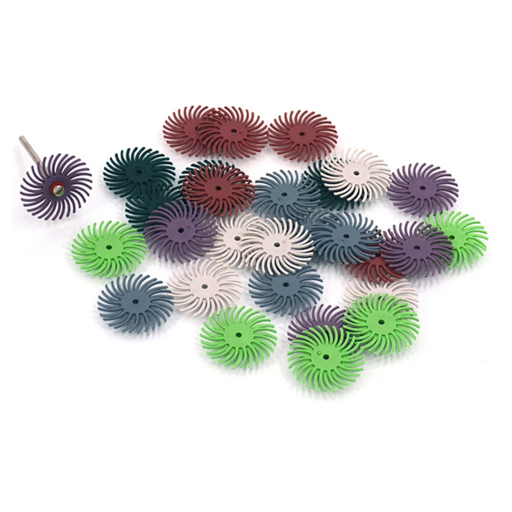 26pcs/set Radial Bristle Disc Brush Assortment 80/120/220/320/400/600/1000/2500 Grit  2mm Nylon Disc with Stainless Steel Handle
