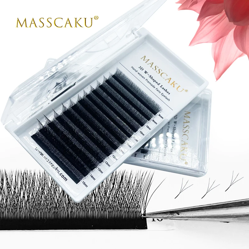 c/d curl W shape 3D premade volume eyelash extensions super soft faux mink easy faning professional natural lashes