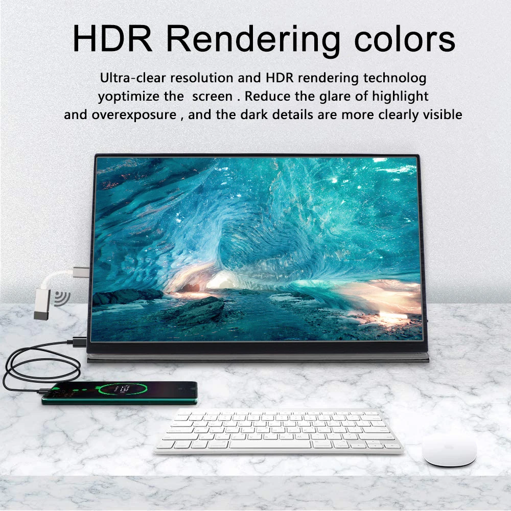 15 дюймовый металлический ультратонкий портативный игровой монитор 1080P HDR IPS