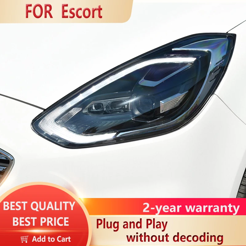 

Стайлинг автомобиля, передняя фара для Ford Escort светодиодный 2016, лампа DRL H7 Hid, опция Angel Eye, Bi Xenon Beam