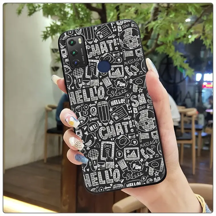 Anti-dust Durable Phone Case For TCL 20E/20Y/6125F New Anti-knock Cute Back Cover Cartoon TPU cell phone pouch with strap
