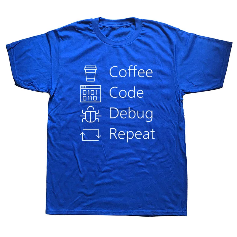 BLUE Забавные футболки с надписью «I Can't KEEP CALM I'M DEBUGGING», мужские летние футболки с коротким рукавом и круглым вырезом, хлопковая Футболка программиста кофейного кода, унисекс - Цвет: BLUE