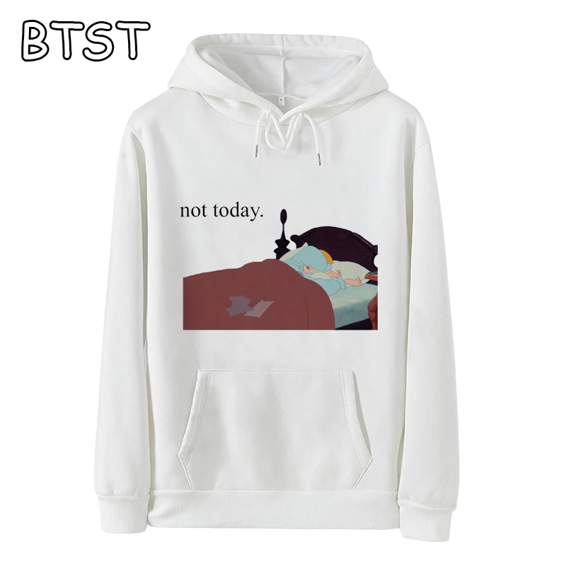 Women Hoodies Not Today Print Winter Coat Women Harajuku Casual Oversized Hoodie Pullovers Womens Clothing Kpop Sweatshirts