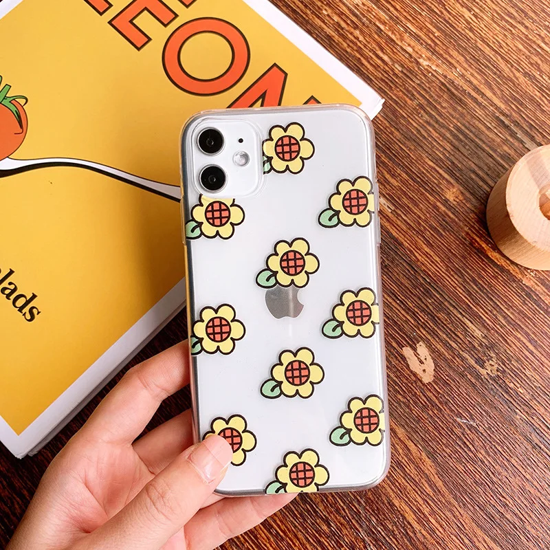 

Cute Flower Transparent Phone Case For iPhone 11 11Pro Max XS Max X XR For iPhone 8 7 Plus Soft Silicone Floral Case Back Cover