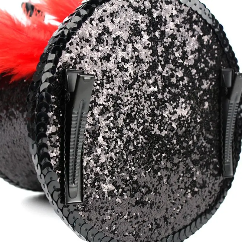 New Womens Steampunk Victorian Sequins Mini Top Hat with Feathers Cosplay Hair Clips