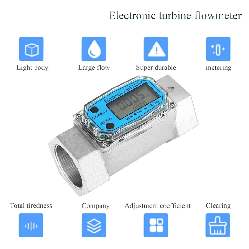 587C Turbine Flow Meter Digital Oil Fuel Flow Meter Mini Pump Fuel Diesel Counter Display Chip