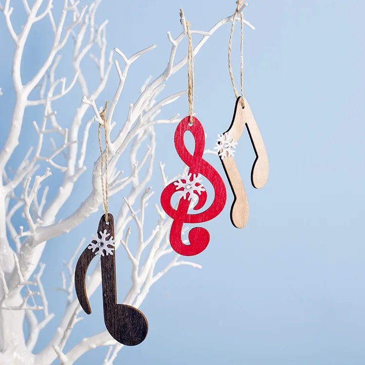 

wooden painted Music note tree snowflake Christmas Decorations Pendants Ornaments for Xmas Tree Home Party Kids Gift navidad2020