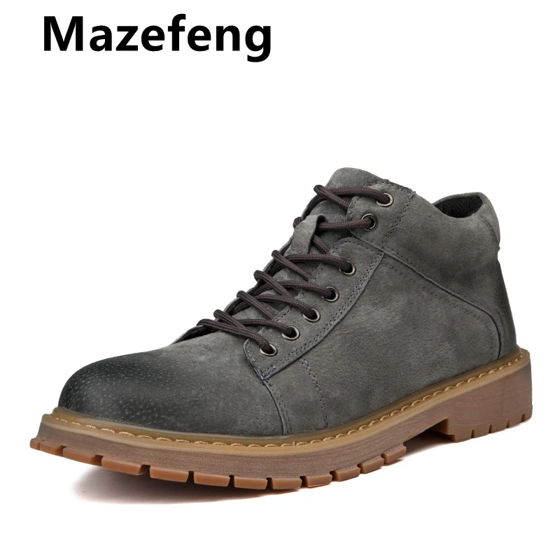 

New Men Leather Boots Fashion Autumn Winter Top Brand Ankle Boots Lace Up Men Shoes Footwear Casual Boots Drop Shippin