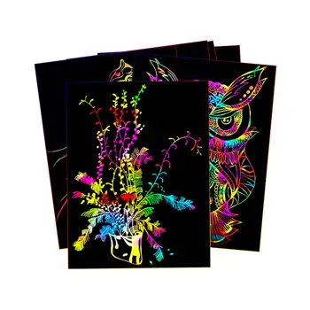 

10PCS Scratch Art Paper Colorful Scratching Paper Children Scratching DIY Painting Graffiti Scraping Paper Scratch Art Paper