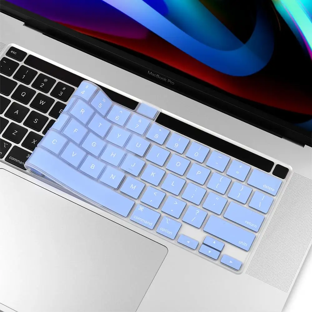 Solid Blue Чехол для клавиатуры для нового Macbook Pro 16 модель A2141 США введите Английский алфавит силиконовый защитный чехол для клавиатуры - Цвет: Solid Blue