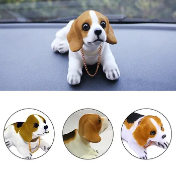 

Car Ornament Resin Sheaking Head Beagle Dog Lovely Puppy Decoration Car Cushion Nodding Plush Doll Accessories Dashboard G9W9