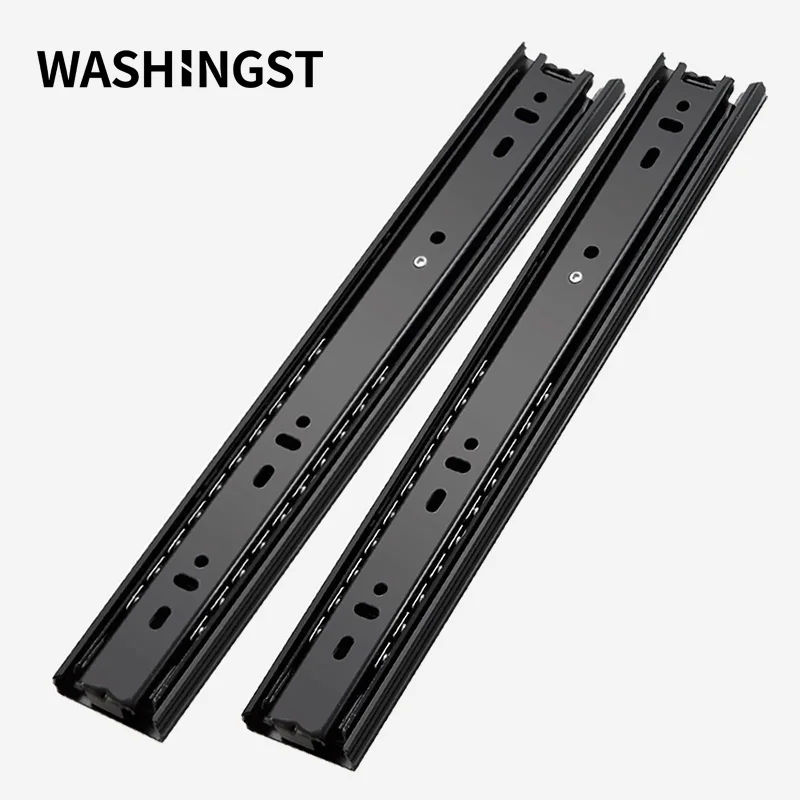 WASHINGST Drawer Slide Rail  Hardware Ball Bearing Soft Close Drawer Three-Section Cabinet Slides  Furniture Hardware