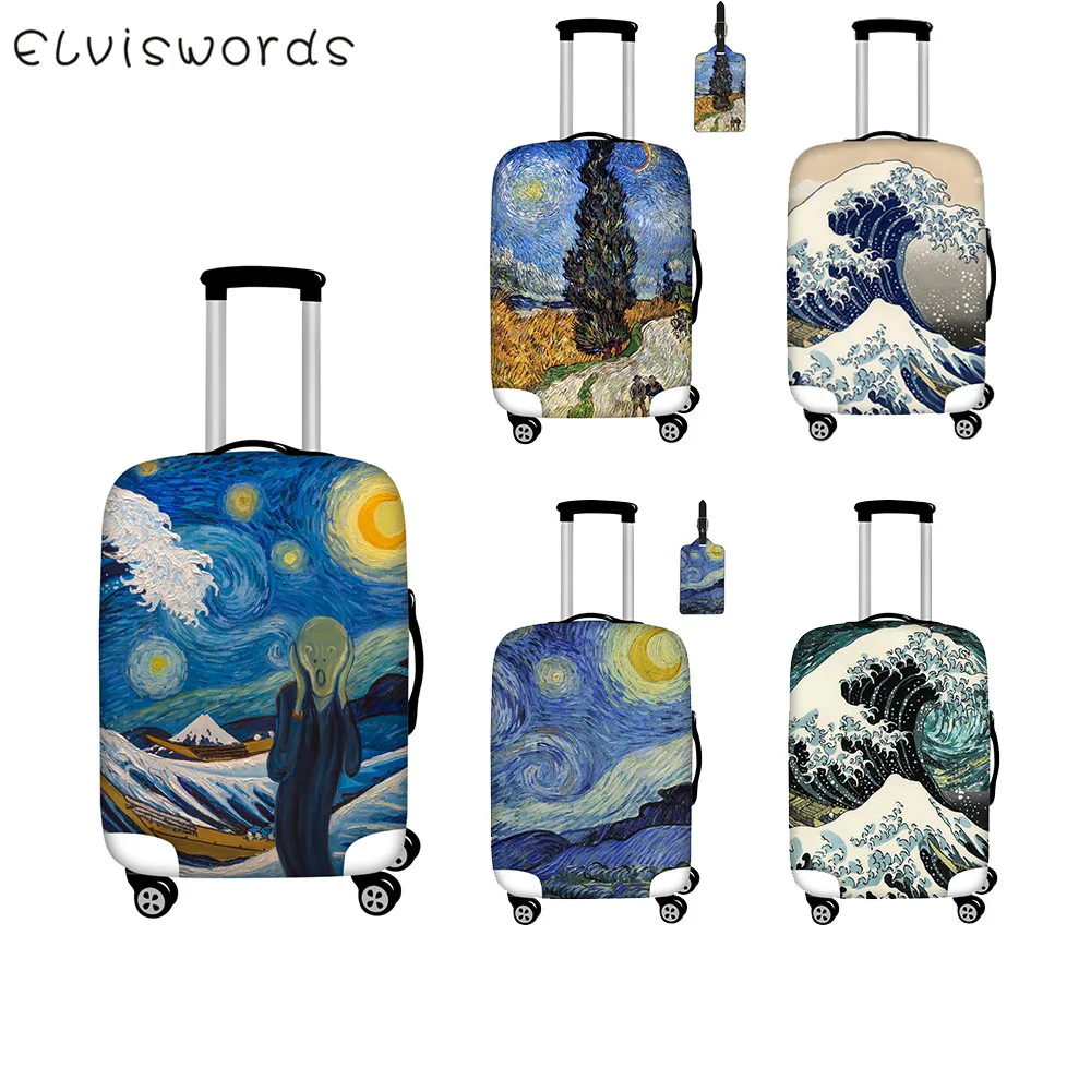 Чехол для путешествий ELVISWORDS Van Gogh с масляной печатью, защитный чехол для багажа, эластичный пылезащитный чехол на колесиках, большой размер