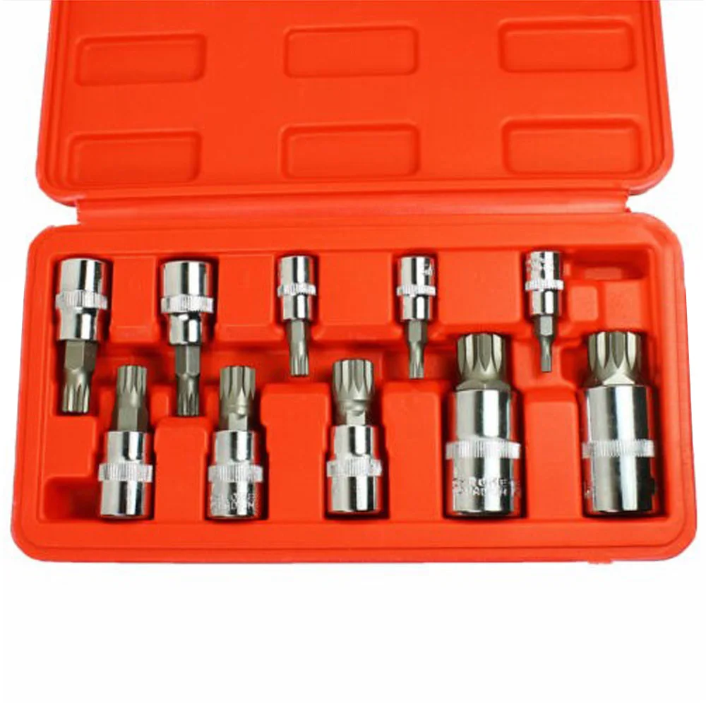 

10pcs Universal Drill Socket Triple Square Spline Breaker Bar Torque Ratchet Wrench Socket Tool For BMW XZN Triangular Bit Drill