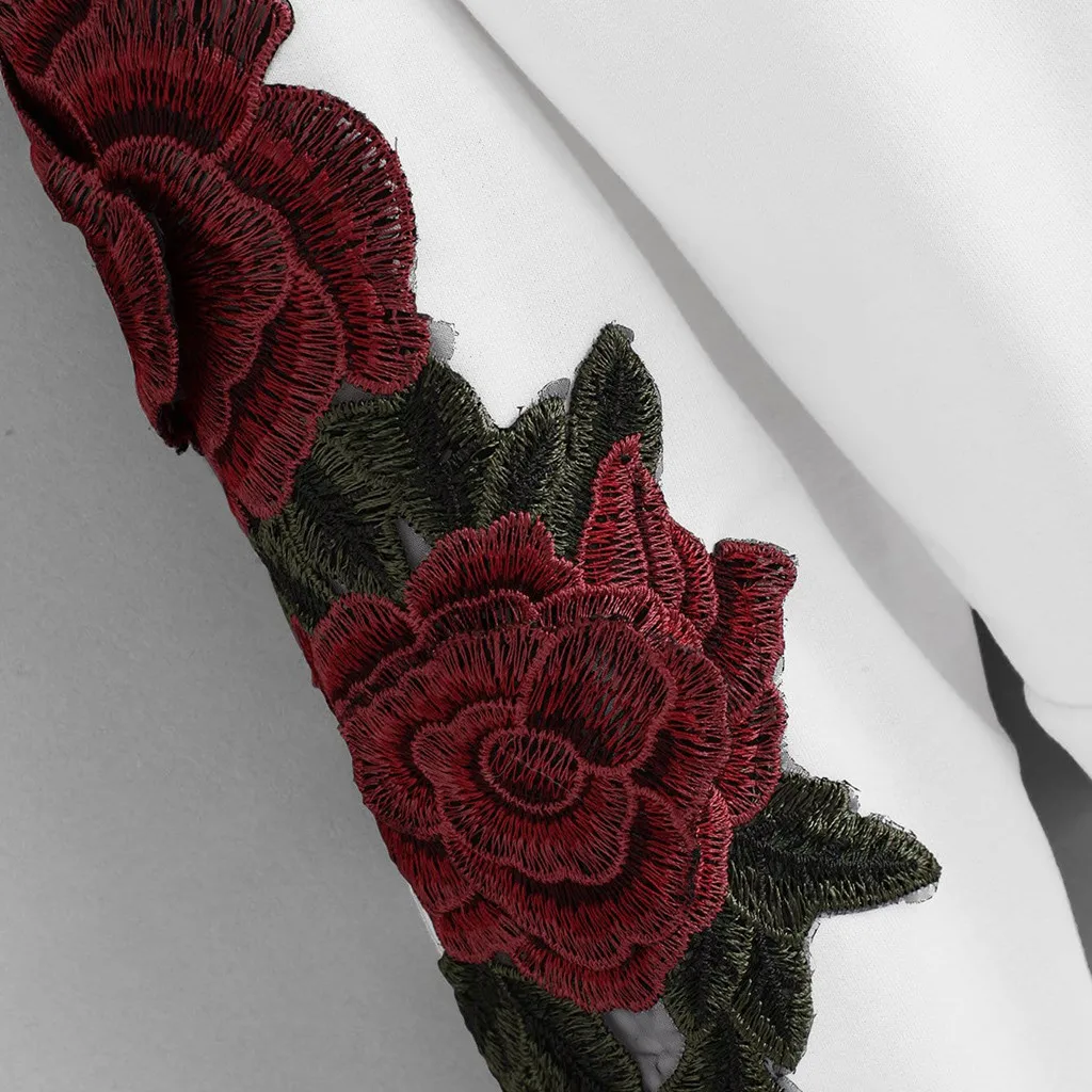 JAYCOSIN Fashion Women Casual Rose Applique Long Sleeve Sweatshirt Casual Popular Chic Solid Elegant Blouse Sweatshirt