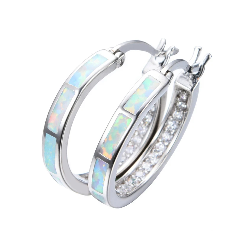 Fashion Blue Fire Opal Stud Hoop Earrings Earring for Women Girl Jewelry Gift | Украшения и аксессуары