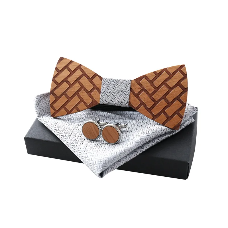 2019 новый экологичный натуральный деревянный лук галстуки Мужская деревянная бабочка с бесплатными подарками плед платок бутоньерка