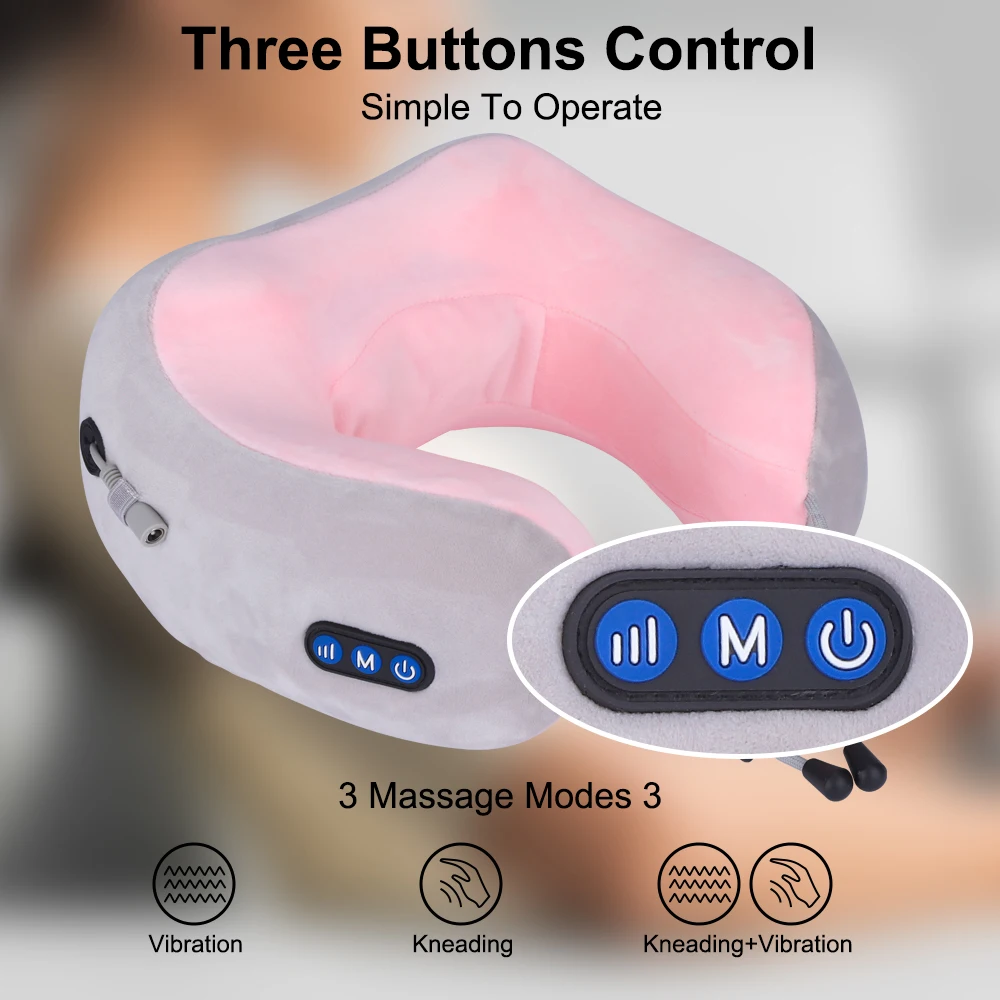 

Neck Cervical Massage Pillow 3D Vibrating Shiatsu Therapy Memory Foam Pillow for Travel Head Rest Health Care Body Messager