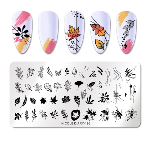 DIARY Line Flower Nail Stamping Plates Chinese Style Letter Pattern Nail Art Stamp Templates Face Leaf Printing Stencil