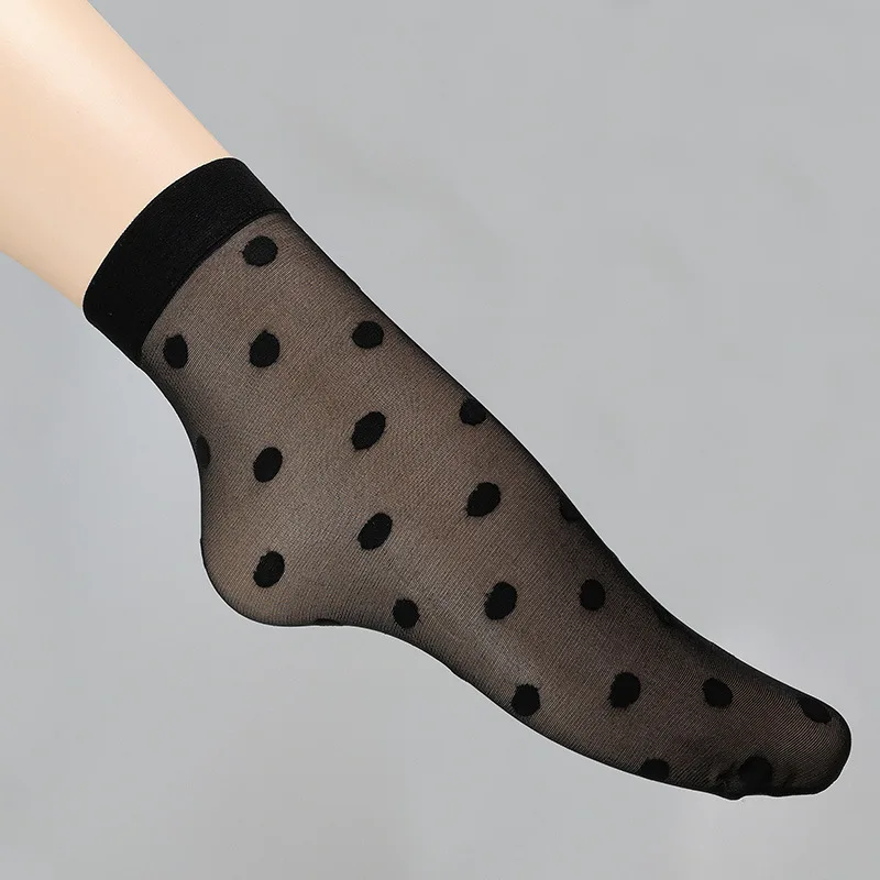 black Bkld Модные женские ажурные прозрачные носки женские летние уличные Harajuku неоновые зеленые сексуальный горошек сетчатые носки женские - Цвет: black