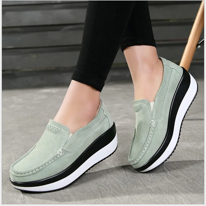 2023 Sping Women Genuine Leather Shoes Female Wholesale Flats Shoes Girl Casual Comfort Low Heels Flat Loafers Platform Shoes