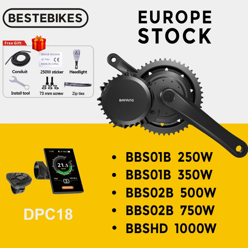 BAFANG BBS01B 36V 350W Kit Moteur Pedalier Avec Batterie 36V22,5Ah Rear Rack Et EKD01 Écran LCD, Kit De Conversion Ebike Avec Moteur Central Pour Vélo De Montagne, Route, Banlieue Avec BB68MM