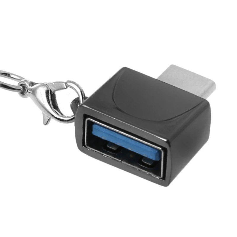 Мини металлический USB 3,1 type-C штекер к USB 2,0 Женский OTG адаптер данных с брелоком
