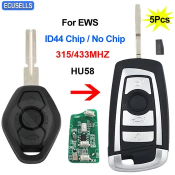 

5Pcs/Lot 3 Button Remote Car Key 315MHZ 433MHZ ID44 PCF7935 Chip for BMW EWS 325 330 318 525 530 E38 E39 E46 M5 X3 X5 HU58 Blade