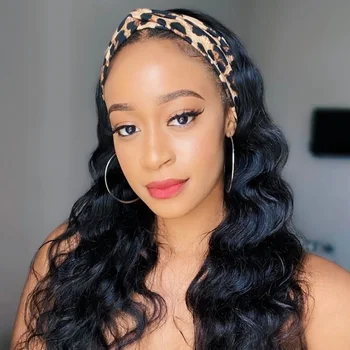 Body Wave Headband Wig Human Hair Wigs For Black Women Brazilian Full Machine Made Natural Color Wigs 150% Density Aircabin