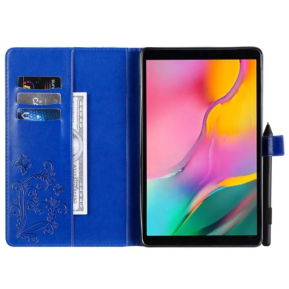 Тисненый узор с бабочками кожаный флип-чехол с подставкой для samsung Galaxy Tab A 10," SM-T510 T515 противоударный чехол с карандашом