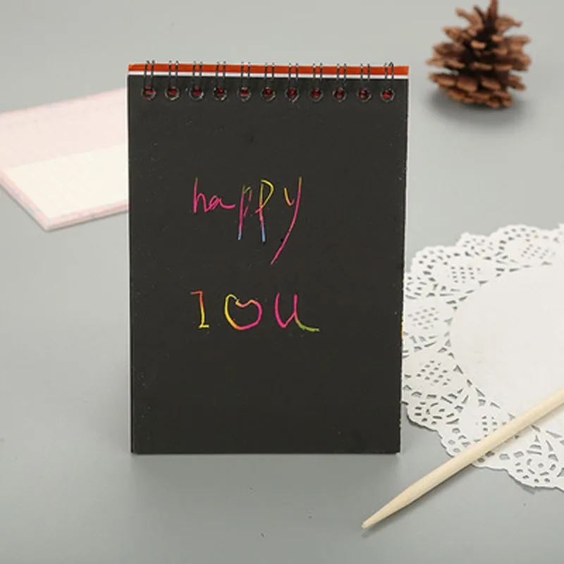 EZONE DIY милый Kawaii Coil Graffiti Notebook черная страничка волшебный блокнот для рисования
