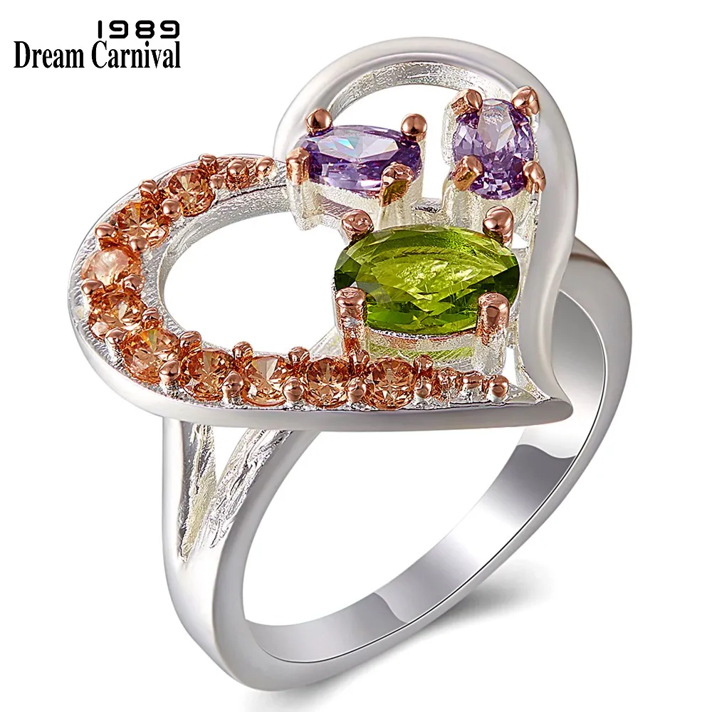 DreamCarnival 1989 женские свадебные кольца с сердечками красочный Циркон вечерние должны иметь подарок высокое качество ювелирный бренд Уникальный WA11707 - Цвет основного камня: Зеленый