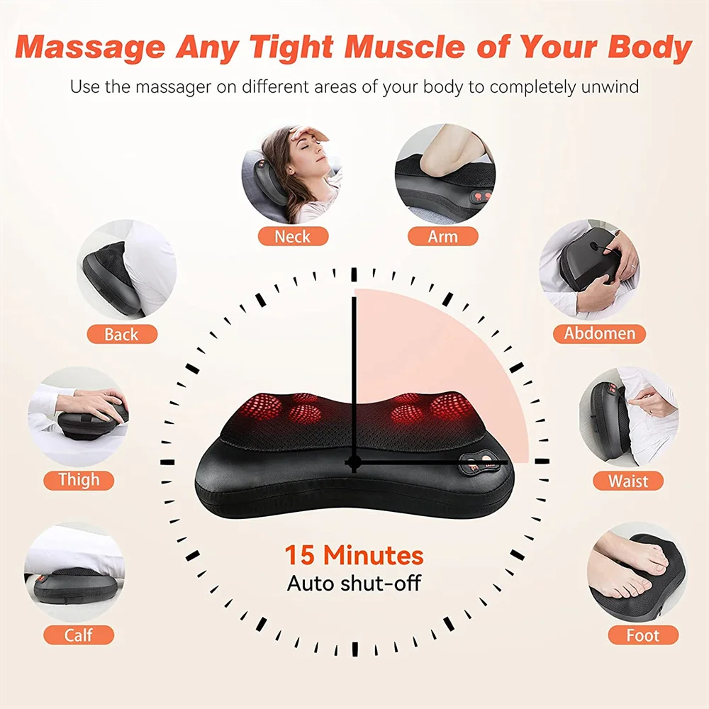 Massagers for Neck and Shoulder with Heat Goletsure Pain Relief 5D Kneading  Massage Pillow Shiatsu Shoulder Back Body - AliExpress