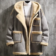 Флисовая бархатная кожаная куртка с капюшоном, пальто, винтажные негабаритные мужские пальто с искусственным мехом, 5XL, европейская уличная одежда, американские пальто B750