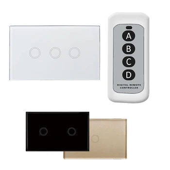 

US Standard Touch Switch 1/2/3 Gang 1 Way Light Touch Screen Switch Tempered Glass Panel Smart Remote Control 110-240V 433mhz