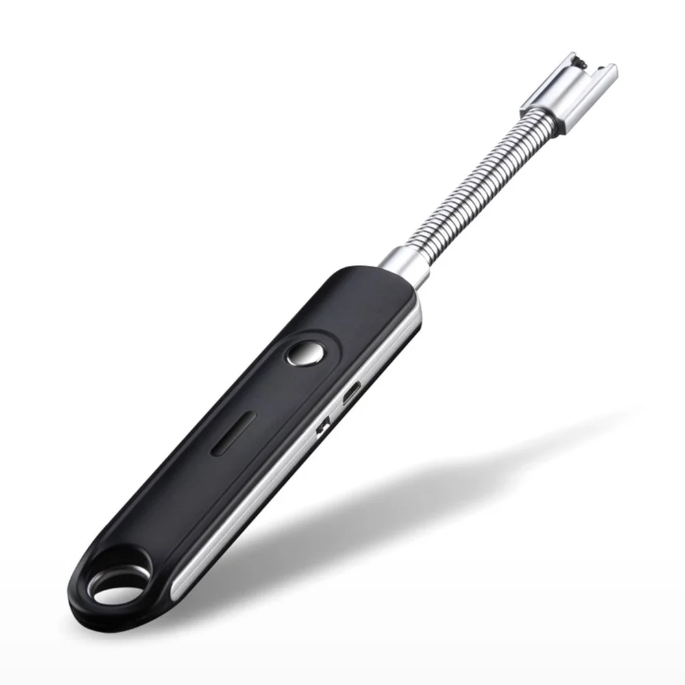 USB импульсный шланг электрическая зажигалка перезаряжаемая беспламенная Lgnition пушка ветрозащитная беспламенная для приготовления пищи кемпинга - Цвет: Черный