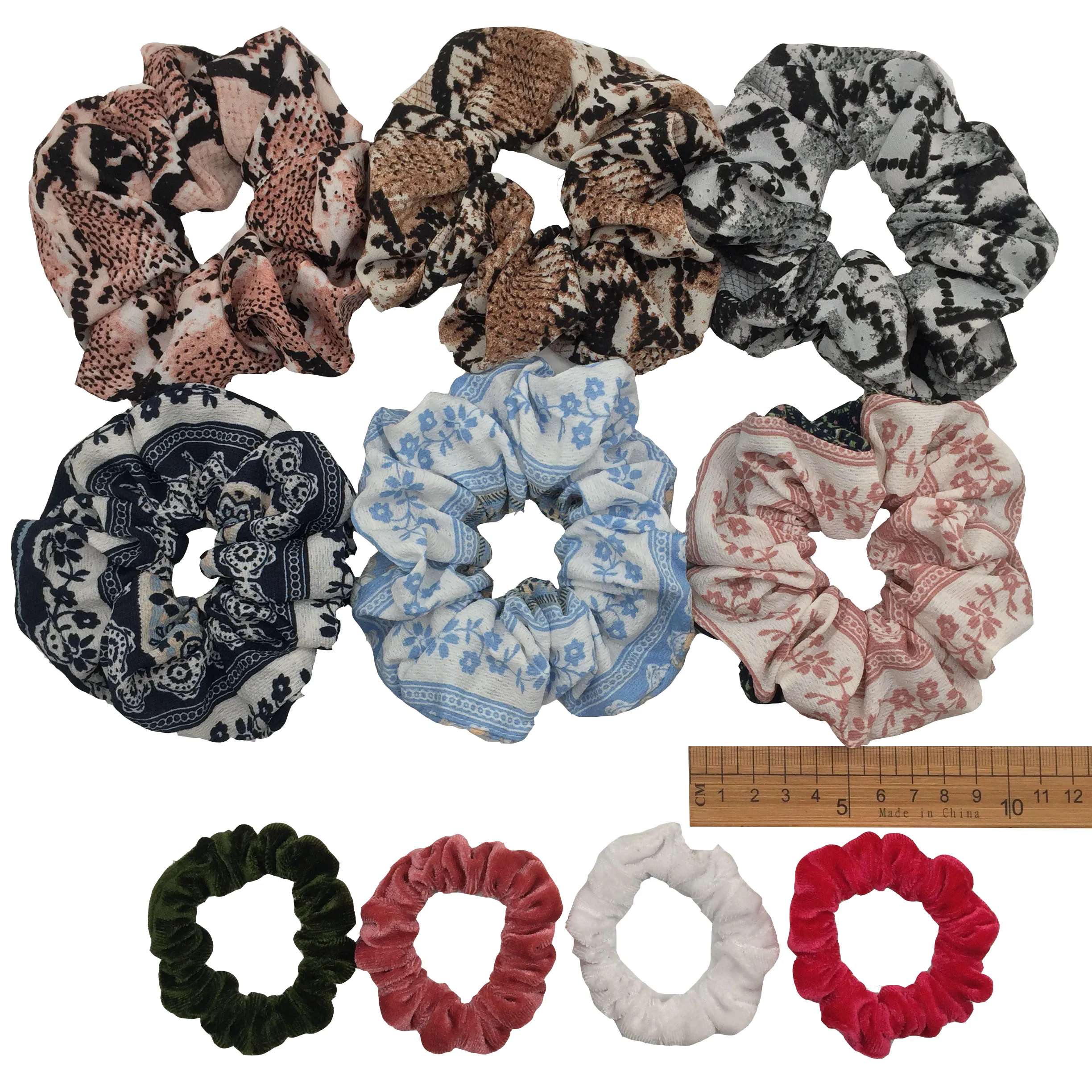 PJ007-10PCS 10 шт./партия мягкий шифон бархат резинка для волос хвостик цветочный сцепление петля держатель эластичные волосы группа связей аксессуары leopard - Цвет: PJ007-10PCS