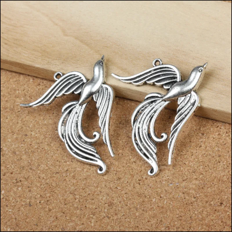 

20Pcs/lot Vintage Silver Bird Charms 49*44*4MM Animal Pendant for Jewelry Making